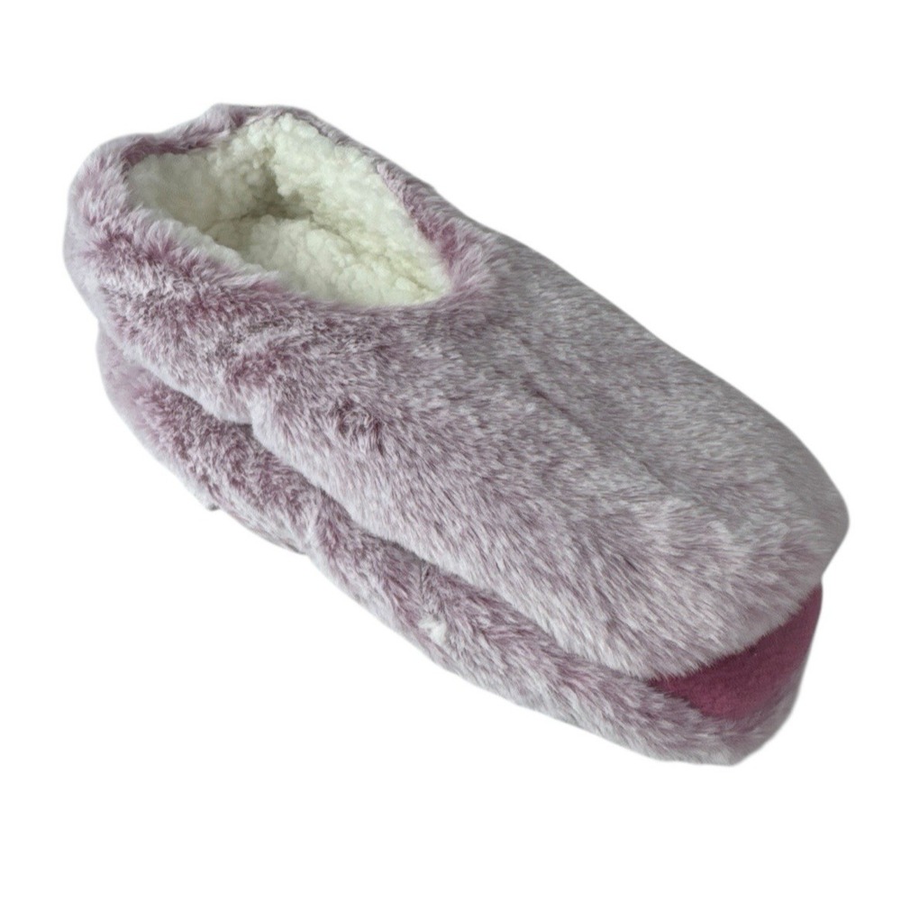 Auden Women's 0776 M/L 8-12 Faux Fur Slipper Socks Berry Gripper Bottom NWT